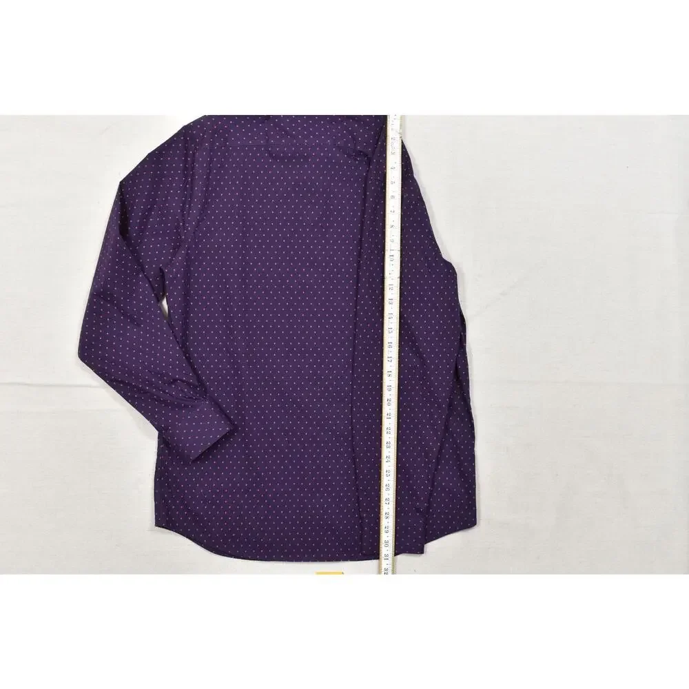 Banana Republic Shirt Mens Large Slim Fit Purple Polka Dot Long Sleeve Non-Iron